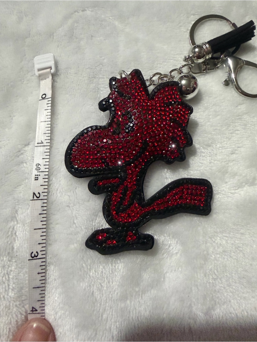 Red Rhinestone w/ Blck Trim Character Keychain/ Bag Charm